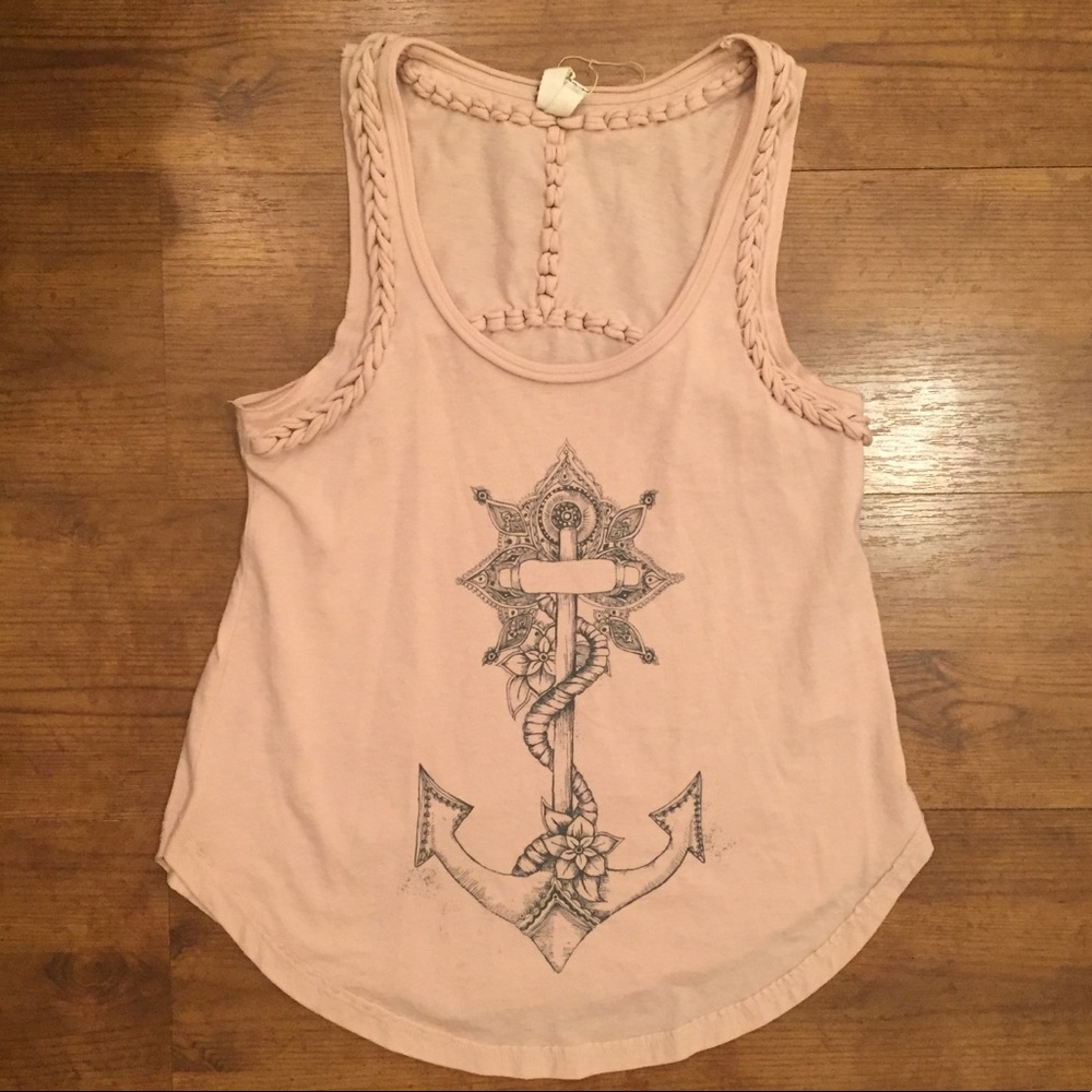 Free People We The Free Pink Anchor Tank Top Small